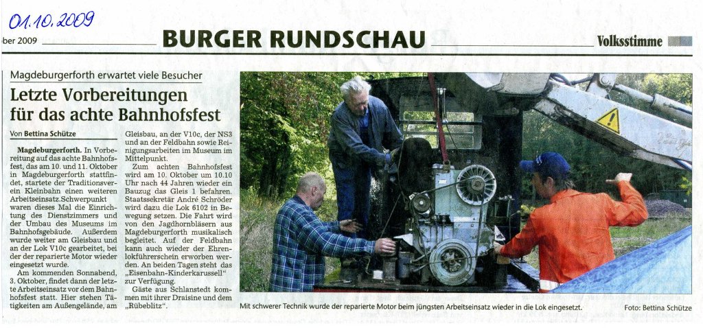 (Volksstimme/Burg 01.10.2009)